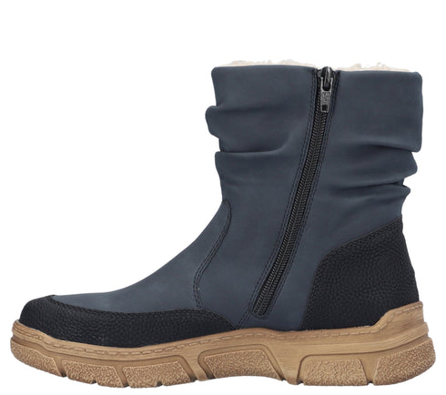 Ghete casual, dama, RIEKER, 72382-14 bleumarin, piele ecologica